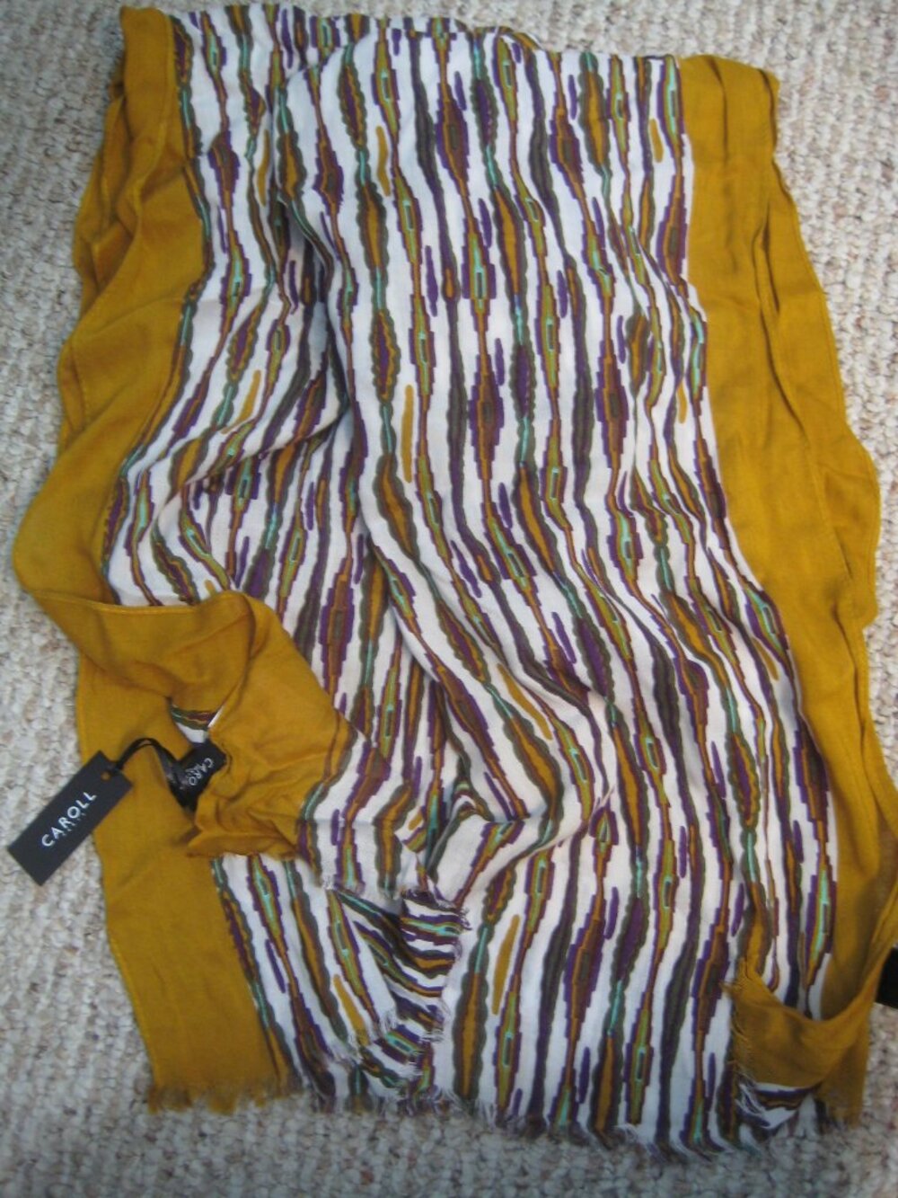 CAROLL PARIS SCARF VISCOSE 76" x 26" LIGHTWEIGHT SUMMER STRIPED